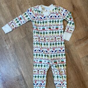 Hanna Andersson ELF Cream and Green Holiday Footie